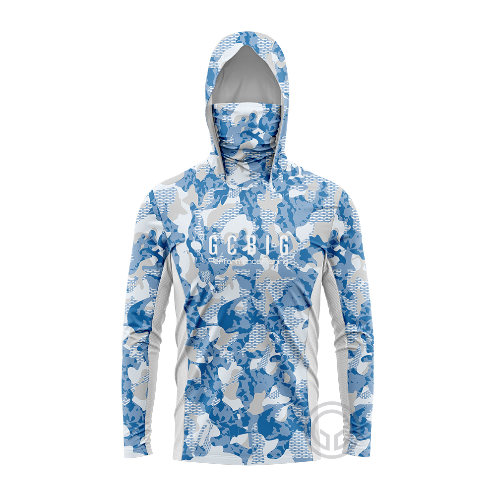 Fishing Shirt Uv Protection - GcBig-長袖フード付きフィッシングシャツ,UV保護マスク,速乾性,通気性のあるフィッシングウェア