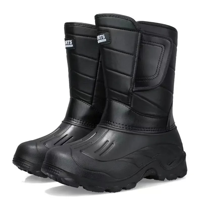 Fishing Boots - 高品質冬用メンズロングコットンブーツ、暖かいプラットフォームブーツ、厚いプラッシュ防水アウトドアフィッシングワークウェアブーツ
