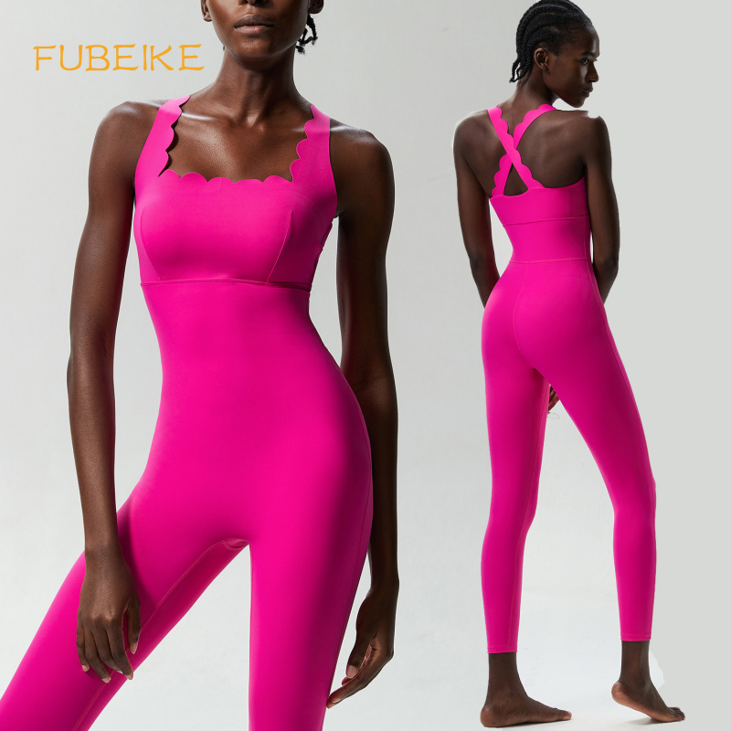 Fishing Vest - FUBEIKE 小波ビューティーバックヨガフィットネスワンピース女性のプラスサイズタイトなスーパーストレッチスポーツウェアランニングベストジャンプスーツ