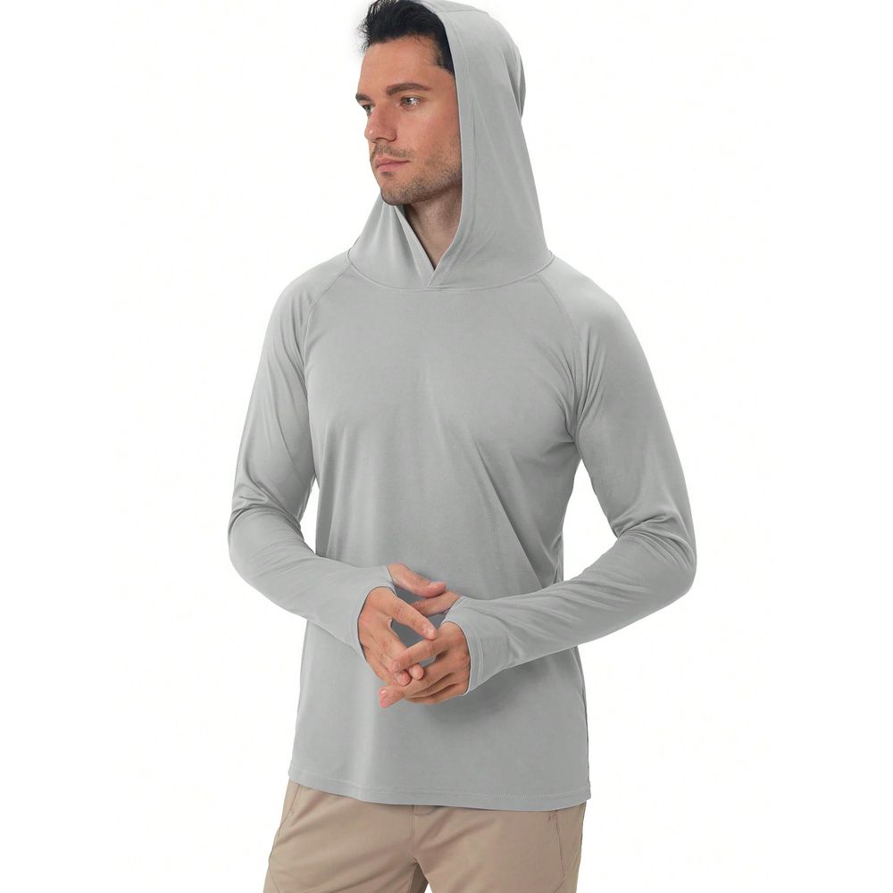 Fishing Shirt Uv Protection - UPF50+ 日焼け止めフード付き長袖フィッシングランニングフィットネスSPFアウトドアUVシャツ速乾軽量トップス