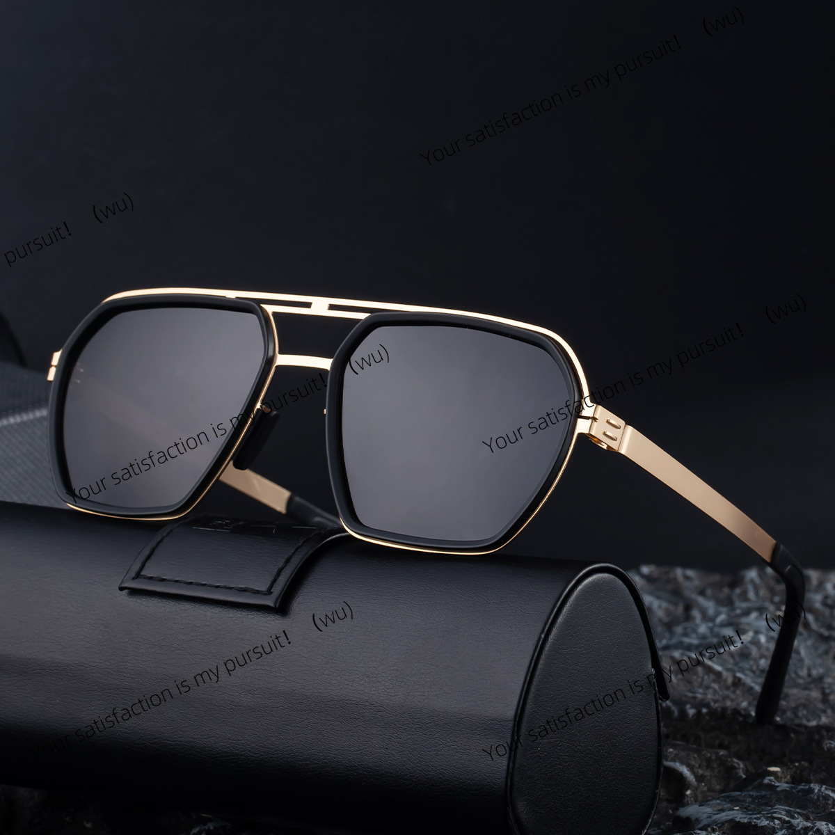 Fishing Sunglasses Polarized - 偏光ダブルビームステンレススチールサングラススクエアフレーム男性用釣り運転用