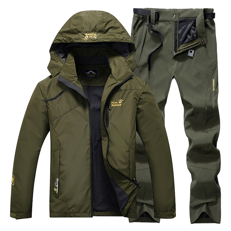 Fishing Jacket Waterproof - 防水釣りスーツ通気性耐久性のあるフード付きジャケット釣りウェア屋外釣りパンツウインドブレーカー釣り服男性