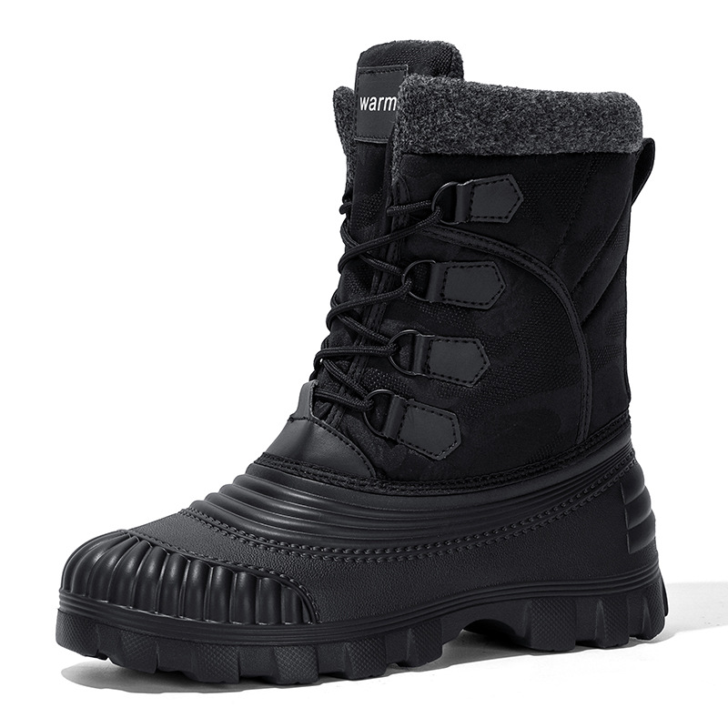Fishing Boots - 冬用メンズミッドカーフブーツ 厚手プラッシュ暖かいスノーブーツ ファッションハイカットコットンシューズ メンズ冬用暖かい釣り用メンズレインブーツ
