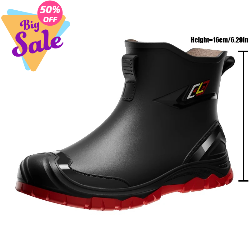Fishing Boots - 作業着スタイルのアウトドアワーク、通勤、釣り、キッチン用、滑り止め、防水、メンズ、フラットボトム、高品質ラバーブーツ、レインブーツ