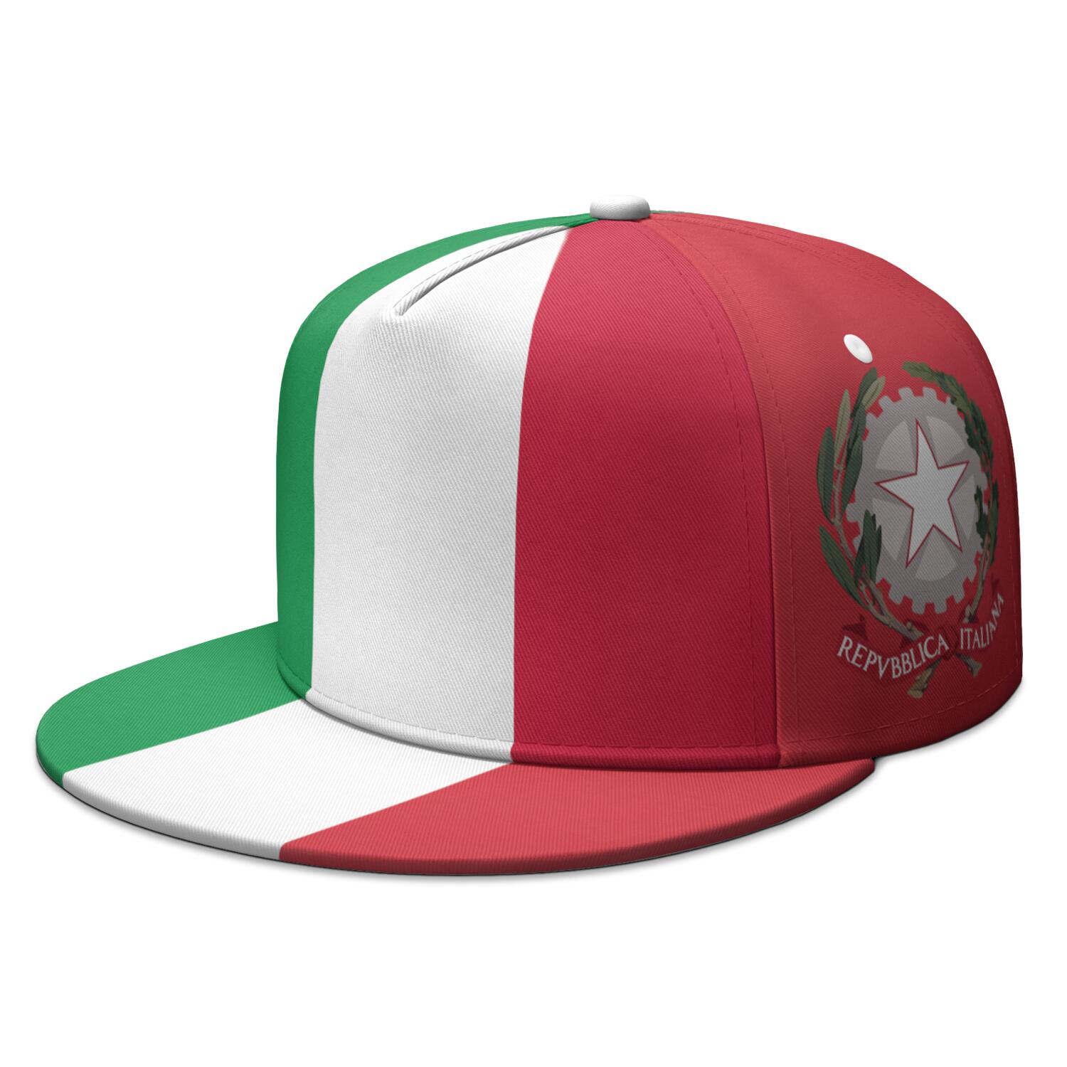 Fishing Hat - イタリア フリーカスタムネームナンバーチームロゴ フラットブリムキャップ カントリートラベルフィッシング イタリアンネイション イタリア国旗写真