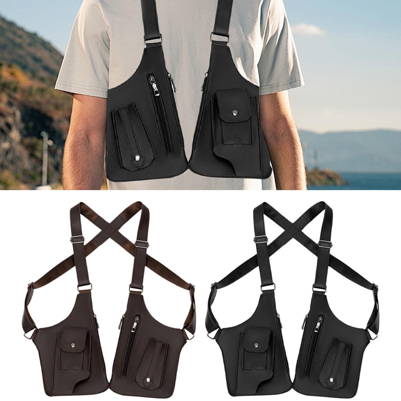 Fishing Bag Waterproof - 新しいダブルショルダーストラップ付き多ポケットアウトドア盗難防止フィッシングバッグ防水PU多目的メンズクロスボディバッグ