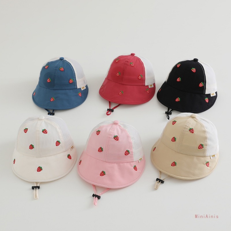 Fishing Hat - ベビーキッズサマーサンハット 48-50cm 1-3歳児用 通気性メッシュフィッシングハット 可愛いバケットハット 男の子女の子用