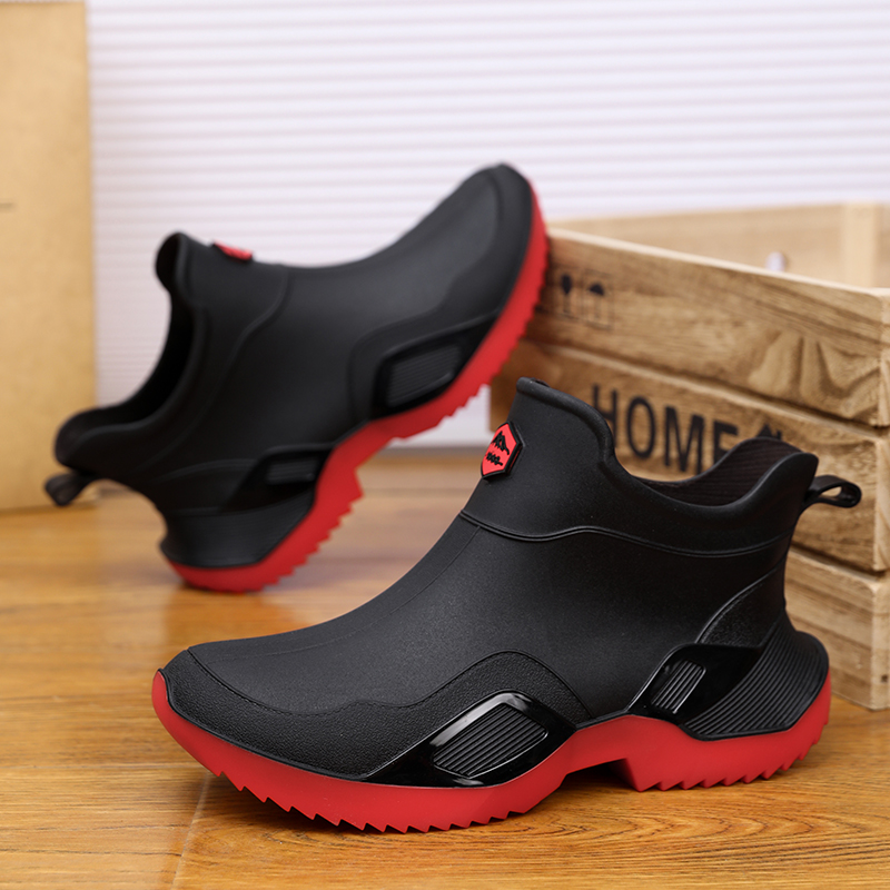 Fishing Boots - 男性用レインシューズ 防水、滑り止め、耐摩耗性ショートレインブーツ 釣り用ゴム靴 キッチン用ウォーターシューズ