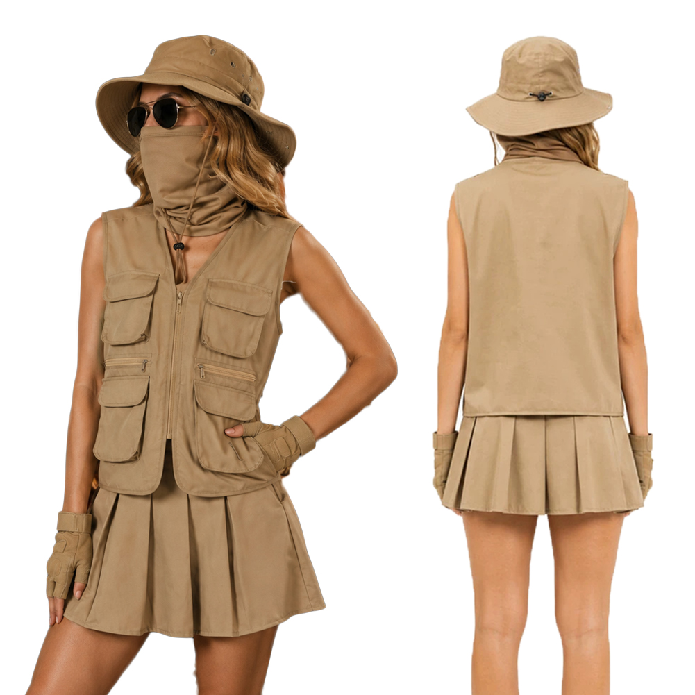 Fishing Hat - アウトドアエクスプローラー服帽子アクセサリーハイキング釣りアドベンチャーコスチュームコスプレハロウィン制服衣装女性大人スーツ