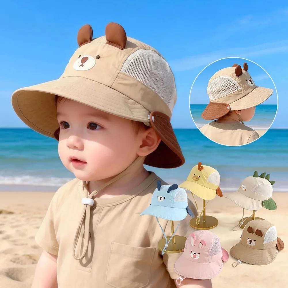Fishing Hat - かわいい漫画ベビー漁師帽子夏メッシュ通気性バケットハット幼児子供屋外カジュアルパナマ盆地キャップ