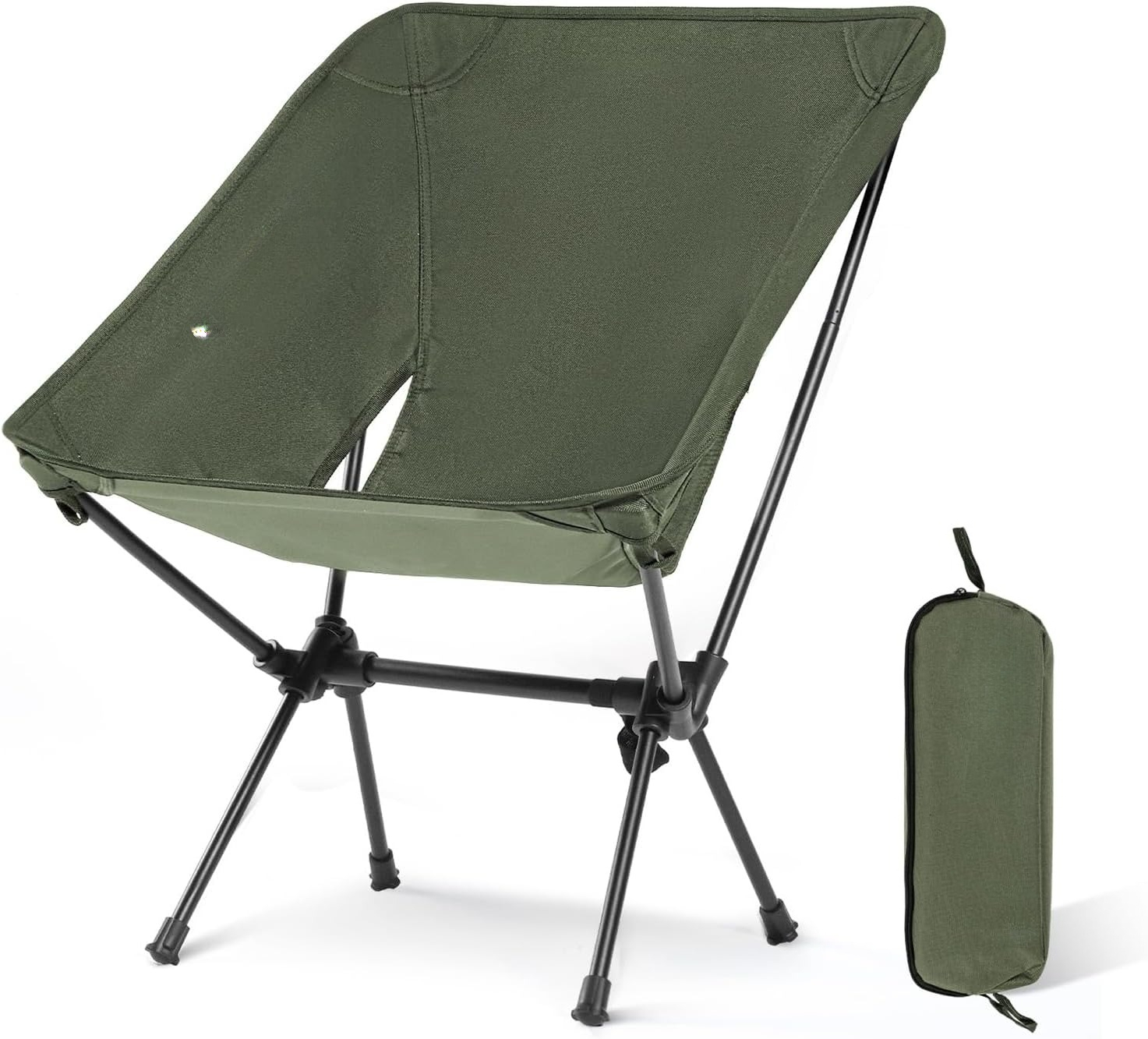 Fishing Backpack - 軽量コンパクト折りたたみ式キャンプチェア、キャリーバッグ付き、ポータブル屋外芝生バックパッキングチェア、ハイキング、ビーチ、旅行、ピクニック、釣り、フェスティバル用、アーミーグリーン