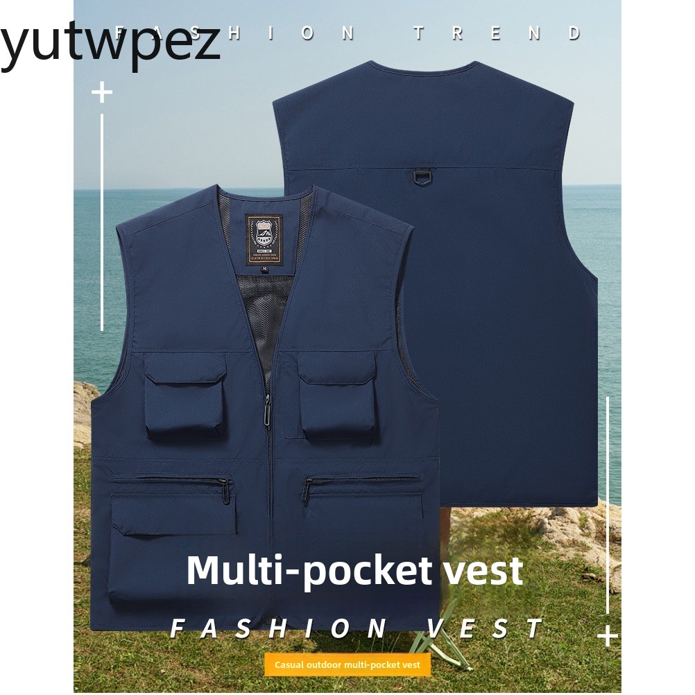 Fishing Vest - メンズアウトドアハイキングスポーツ日焼け止めユーティリティフィッシングノースリーブジャケットベスト軽量プラスサイズワークウェアトップスカーゴベスト