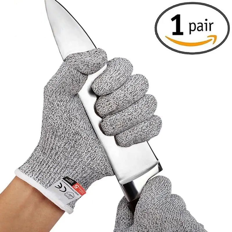 Fishing Gloves - レベル 5 カットプルーフ刺しにくいワイヤー金属手袋キッチン肉屋カット手袋カキの殻むき魚園芸安全手袋