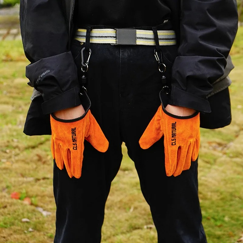耐熱バーベキューグローブ牛革キャンプ用火事用手袋滑り止めグリ - Fishing Gloves のレビューと価格