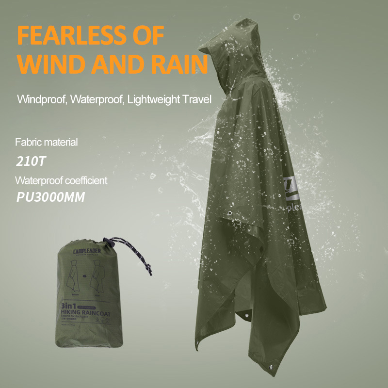 3 で 1 屋外レインコートフード付きスリーブロング防水レイ - Fishing Rain Suit のレビューと価格