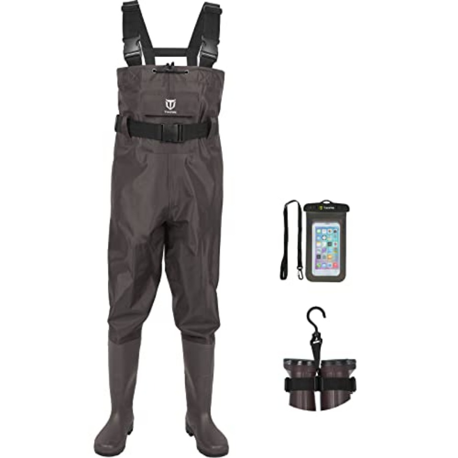 ブーツフットチェストウェーダー、2層ナイロン/PVC防水フィ - Fishing Waders のレビューと価格