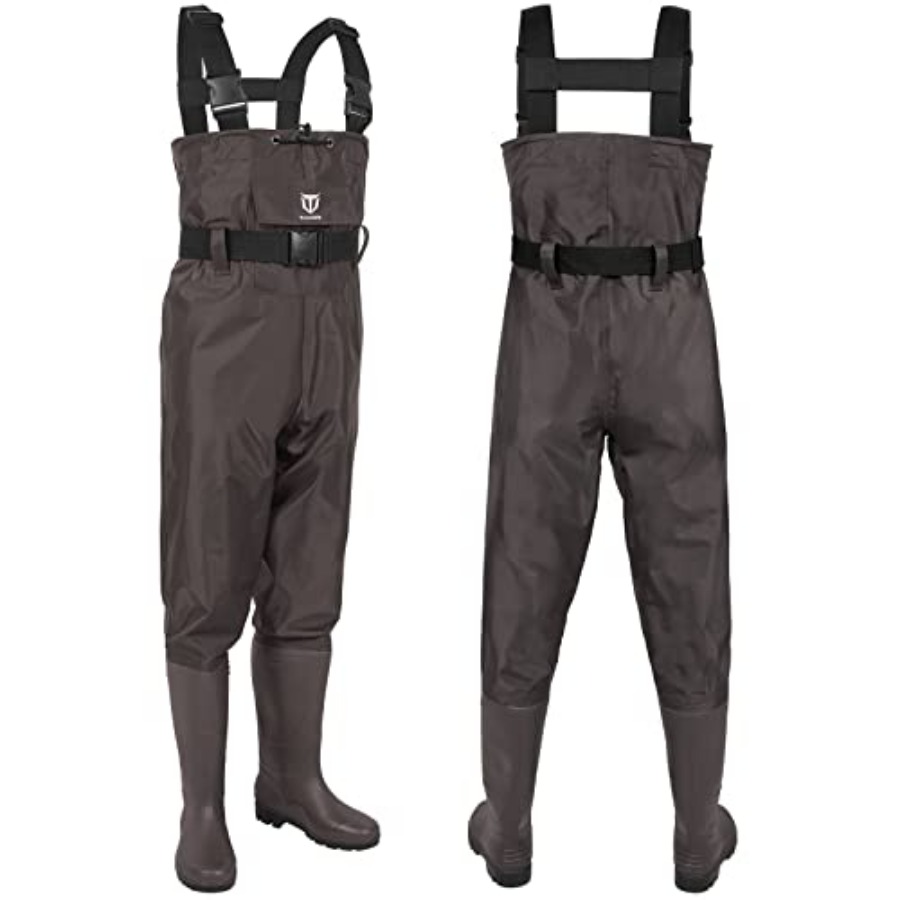 ブーツフットチェストウェーダー、2層ナイロン/PVC防水フィ - Fishing Waders のレビューと価格