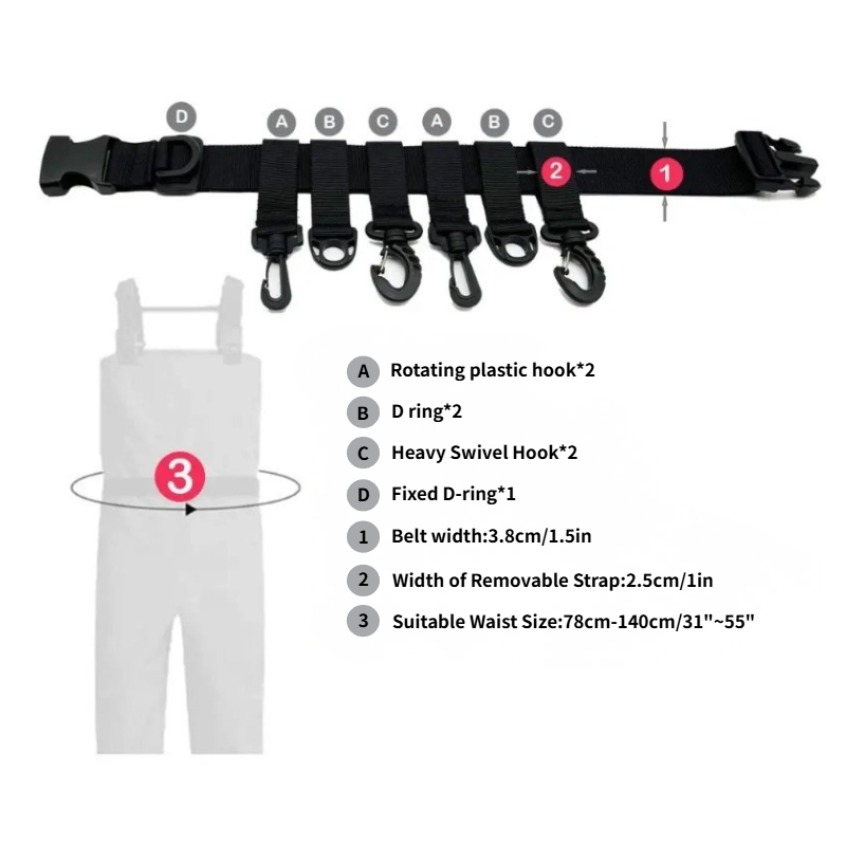 1 個調節可能なウェーディングベルト釣り用ウエストベルトロッ - Fishing Belt のレビューと価格