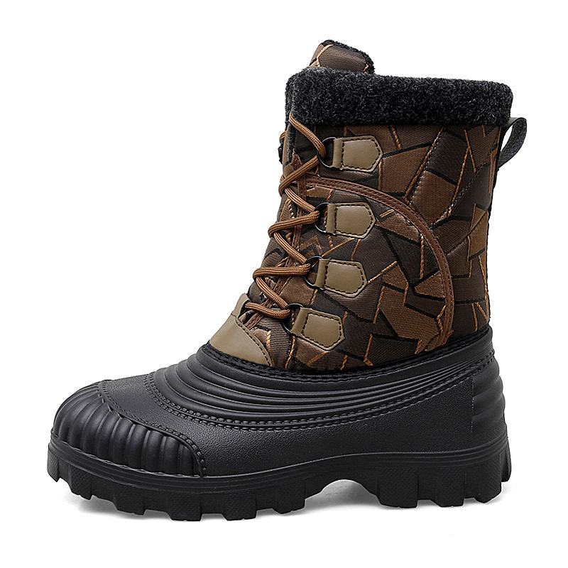 冬用メンズミッドカーフブーツ 厚手プラッシュ暖かいスノーブー - Fishing Boots のレビューと価格