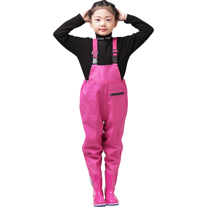 子供用ブーツ付きチェストウェーダー,PVCレインパンツ,防水 - Fishing Rain Suit のレビューと価格
