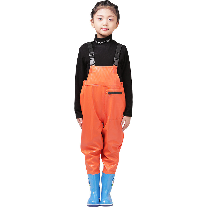 子供用ブーツ付きチェストウェーダー,PVCレインパンツ,防水 - Fishing Rain Suit のレビューと価格