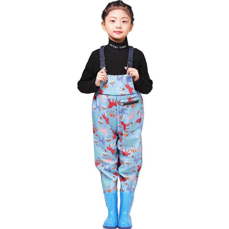 子供用ブーツ付きチェストウェーダー,PVCレインパンツ,防水 - Fishing Rain Suit のレビューと価格