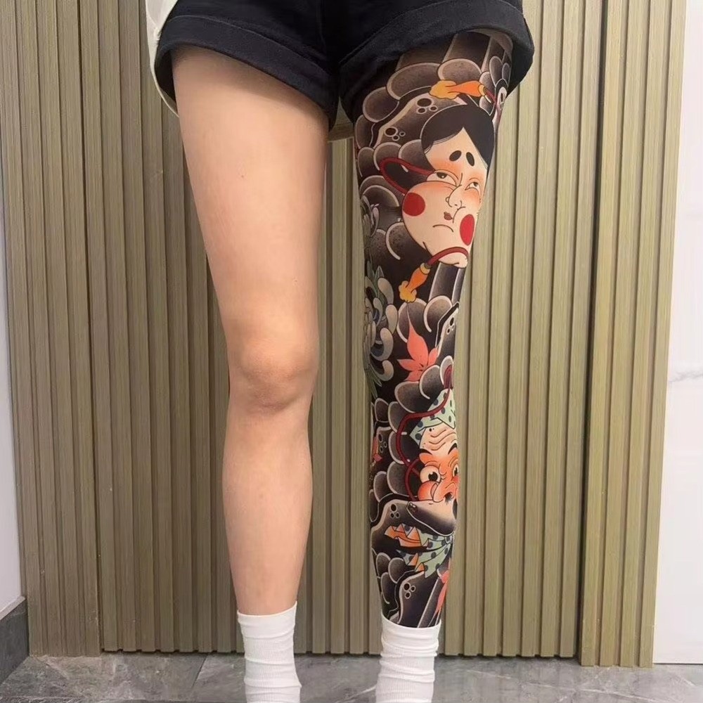 フルレッグフェイクタトゥーソックスプリントタイツサイクリング - Fishing Socks のレビューと価格