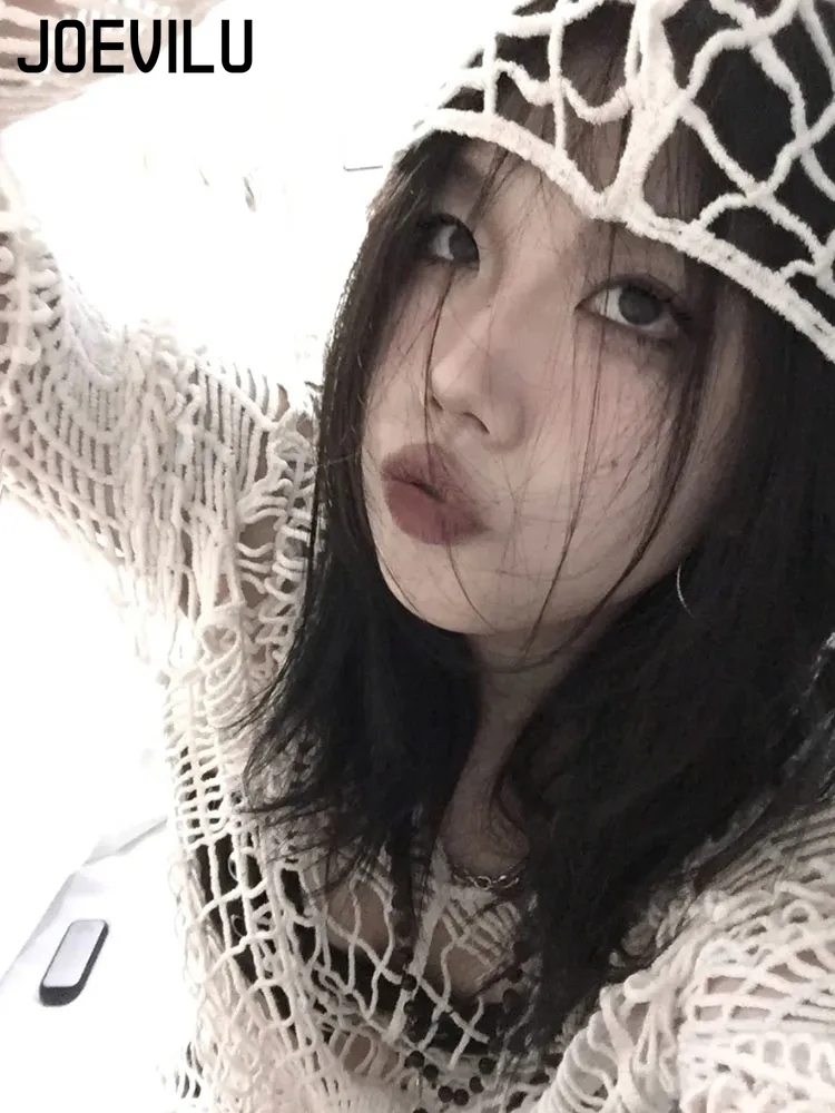 Jogevilu-女性の中空ニットフード付きトップス、ゴシッ - Fishing Hoodie のレビューと価格