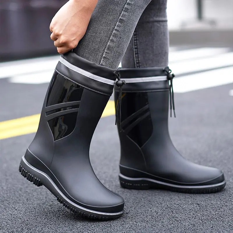 ファッションメンズミディアムチューブレインブーツ屋外滑り止め - Fishing Boots のレビューと価格
