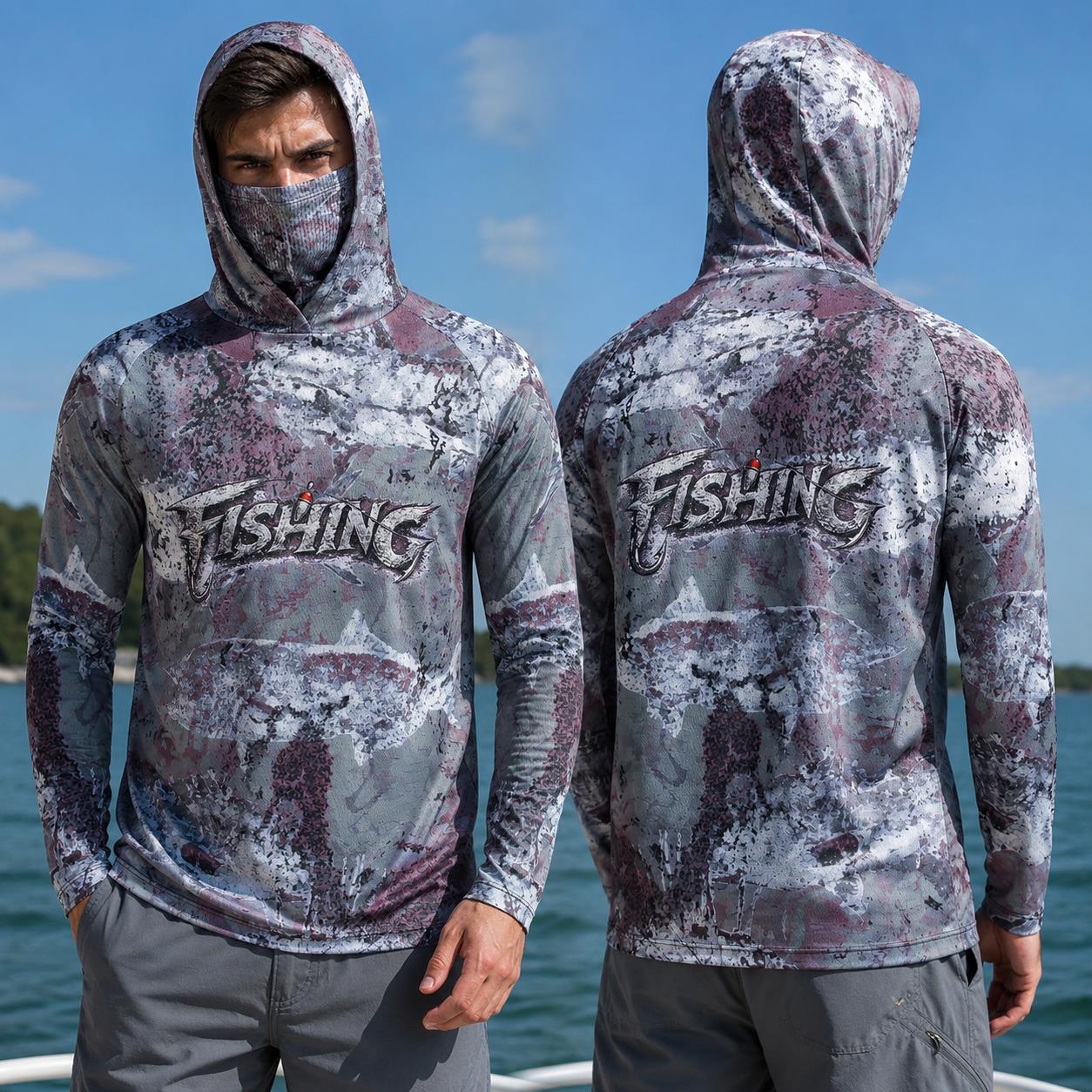 釣り用シャツ フード付き メンズ 釣り服 長袖 アウトドア  - Fishing Mask Sun Protection のレビューと価格