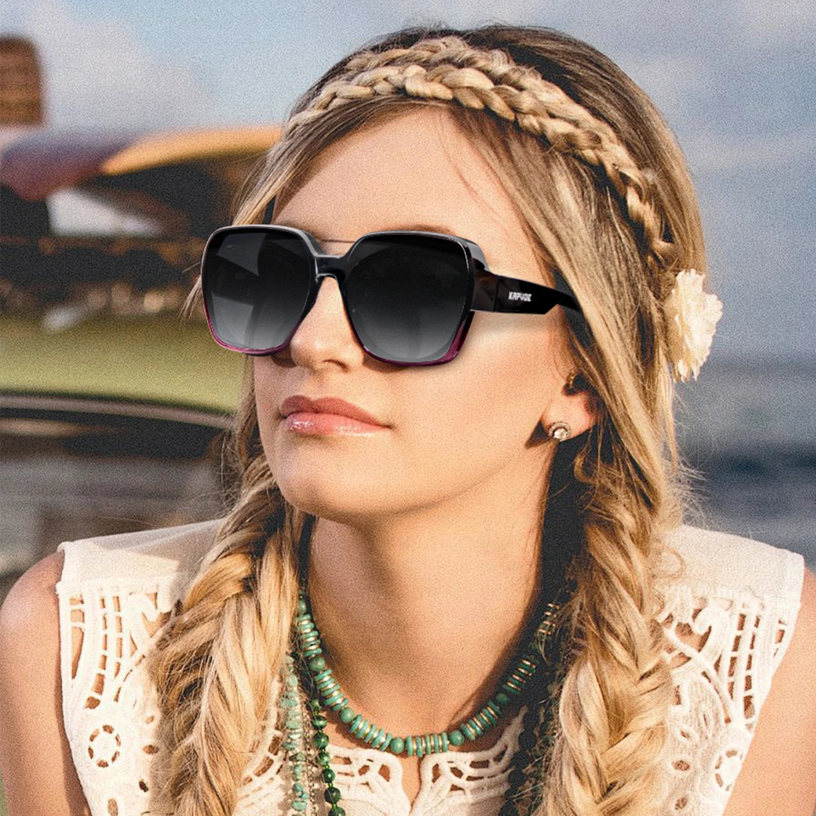 Kapvoe フィットオーバーサングラス 特大スクエア偏光近 - Fishing Sunglasses Polarized のレビューと価格