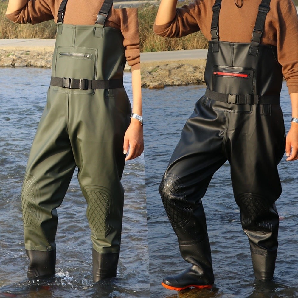 便利なPVC釣り用スーツ、二重膝パッド付き厚手デザインオーバ - Fishing Waders のレビューと価格
