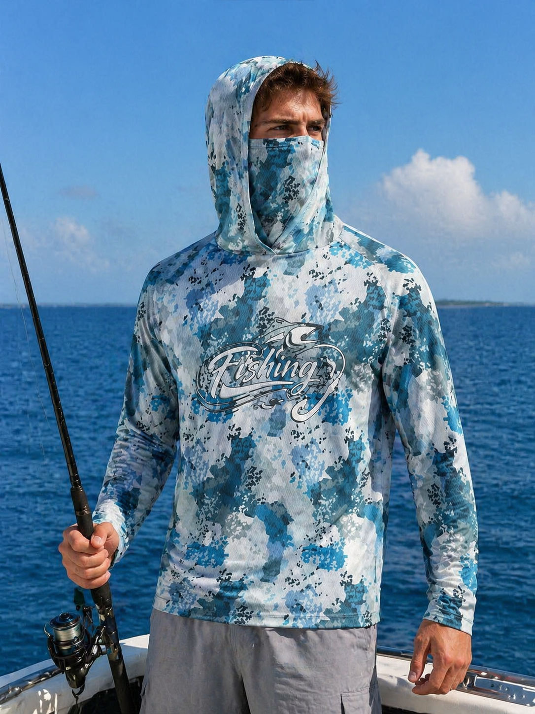 釣り用フード付きシャツ メンズ釣り服 長袖 アウトドア 夏用 - Fishing Mask Sun Protection のレビューと価格