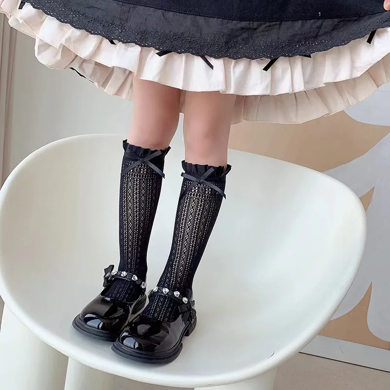 女の子ロングチューブレースストッキング甘い弓柄メッシュ靴下女 - Fishing Socks のレビューと価格