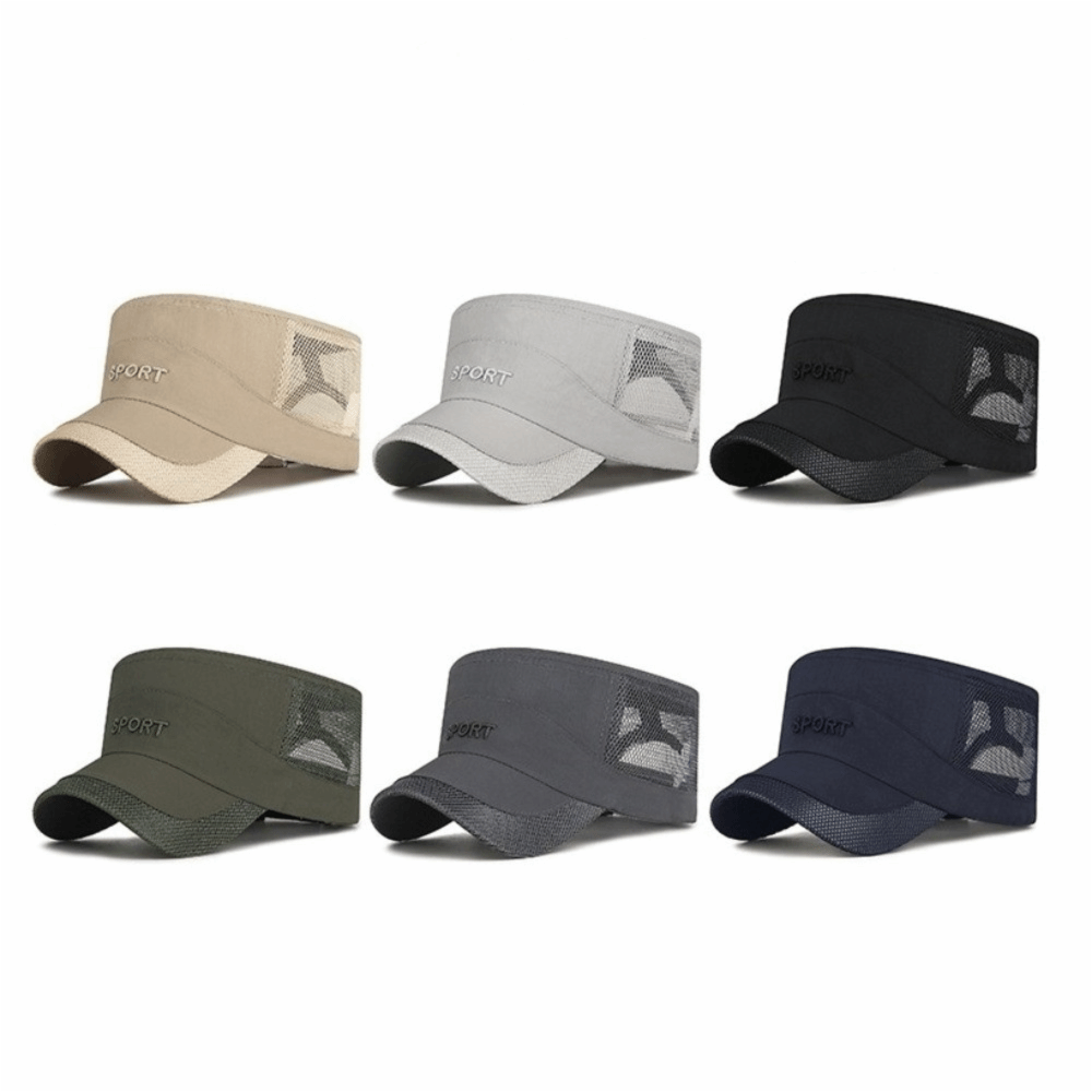 クールな調節可能なフラットトップキャップ通気性日焼け防止メッ - Fishing Hat のレビューと価格