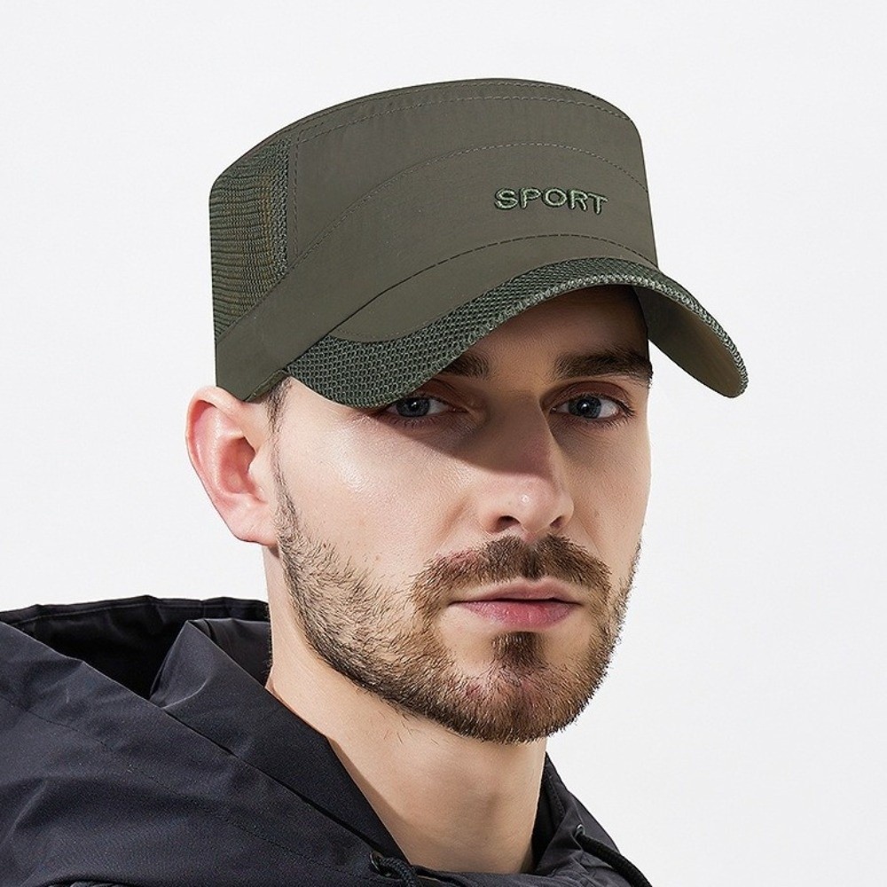 クールな調節可能なフラットトップキャップ通気性日焼け防止メッ - Fishing Hat のレビューと価格