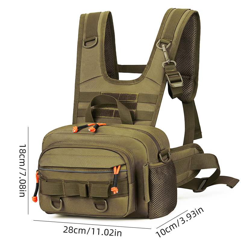 男性チェストバッグ戦術的な釣りバックパックロッドホルダー付き - Fishing Vest のレビューと価格