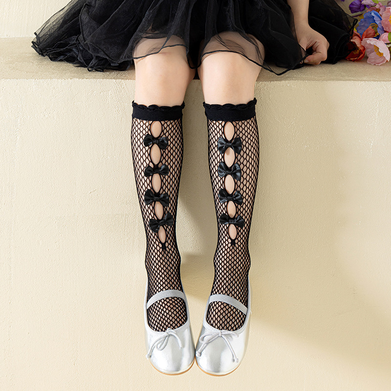 ロリータ中空ストッキング 子供用 女の赤ちゃん用 複数のリボ - Fishing Socks のレビューと価格
