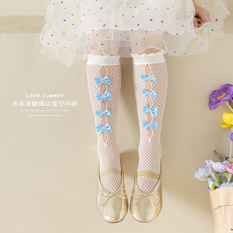 ロリータ中空ストッキング 子供用 女の赤ちゃん用 複数のリボ - Fishing Socks のレビューと価格