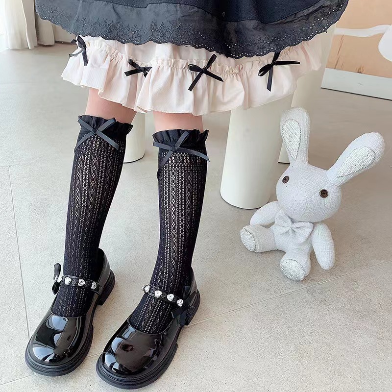 女の子ロングチューブレースストッキング甘い弓ジャカードパター - Fishing Socks のレビューと価格