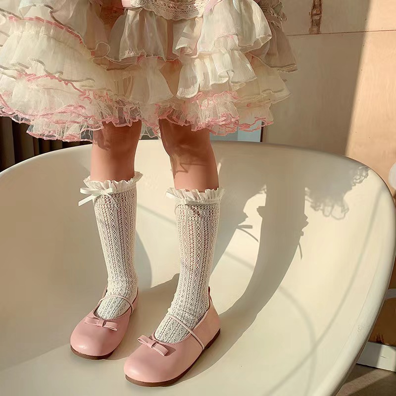 女の子ロングチューブレースストッキング甘い弓ジャカードパター - Fishing Socks のレビューと価格