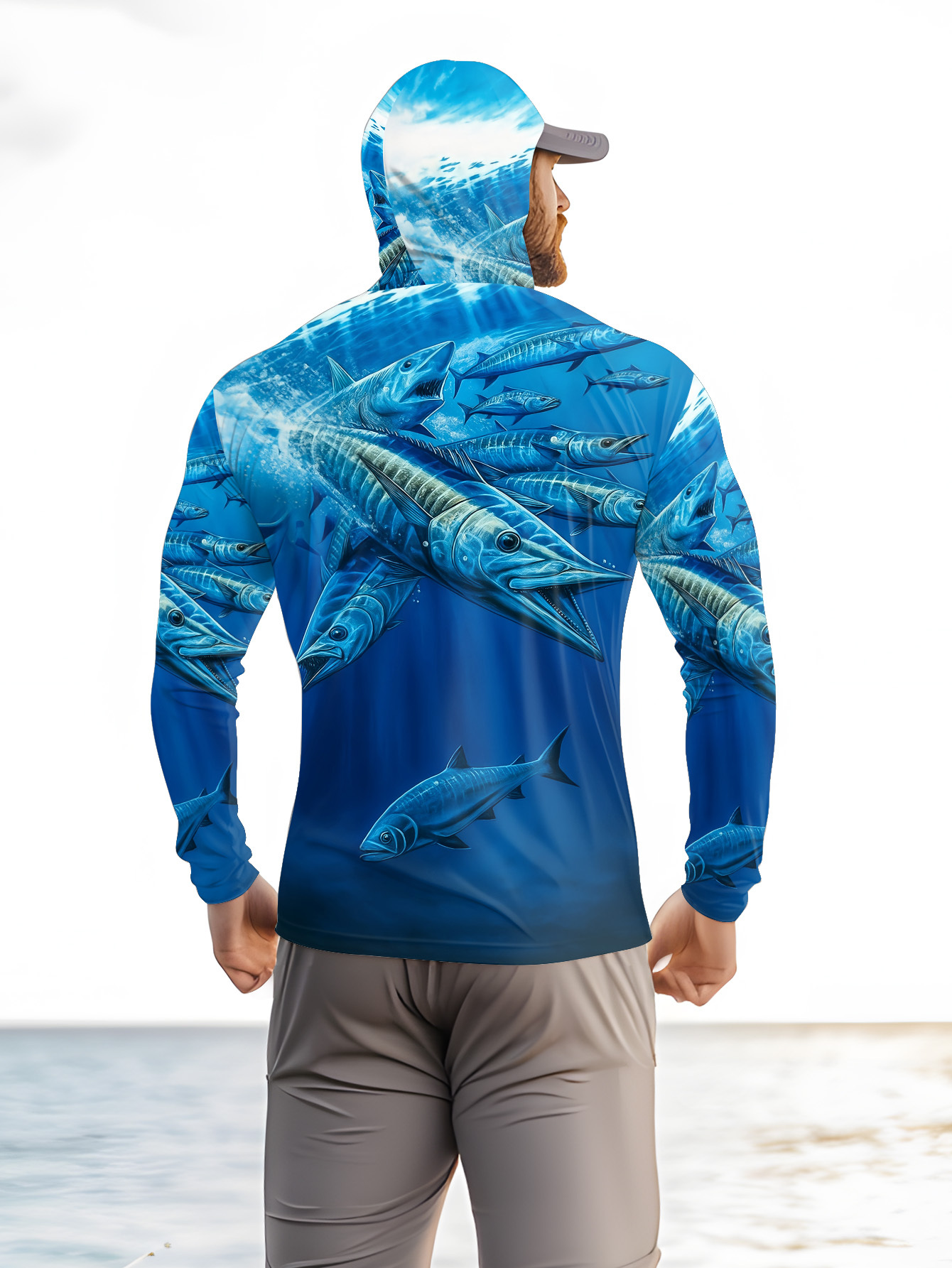 メンズフード付きフィッシングシャツ 長袖釣り服 フィッシング - Fishing Shirt Uv Protection のレビューと価格