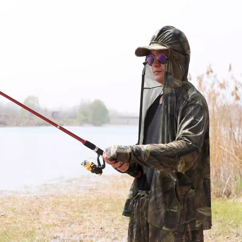 夏軽量薄型メンズ日焼け防止魚バイオニック迷彩釣りパーカー弾性 - Fishing Hoodie のレビューと価格