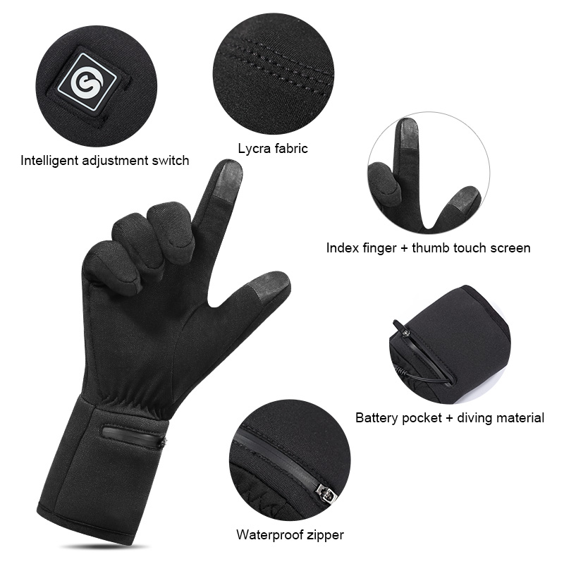 充電式電気ライナー加熱手袋冬暖かいタッチスキー手袋アウトドア - Fishing Gloves のレビューと価格